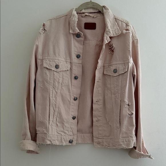 Zara Light Pink Denim Jacket - Picture 1 of 7